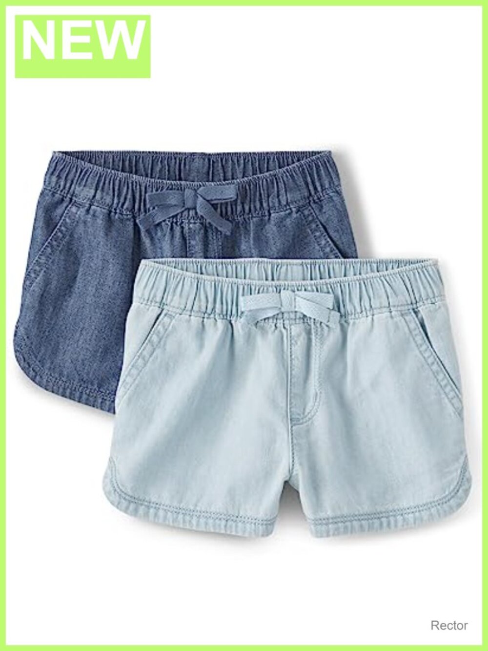 Toddler Girls 2-Pack Pull On Chambray Shorts Cotton Elastic Waist